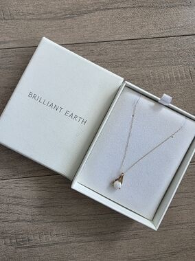 Brilliant Earth Gold and White Opal Necklace Pendant